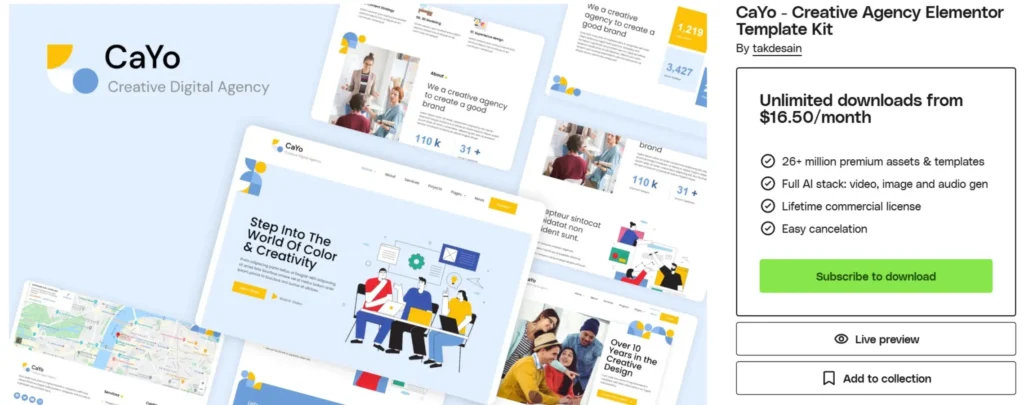 CaYo – Creative Agency Elementor Template Kit