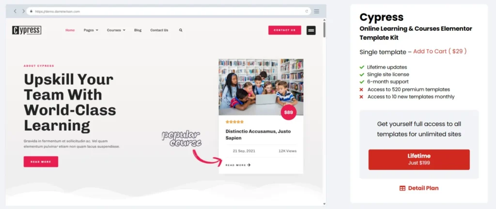 Cypress – Online Learning & Courses Elementor Template Kit