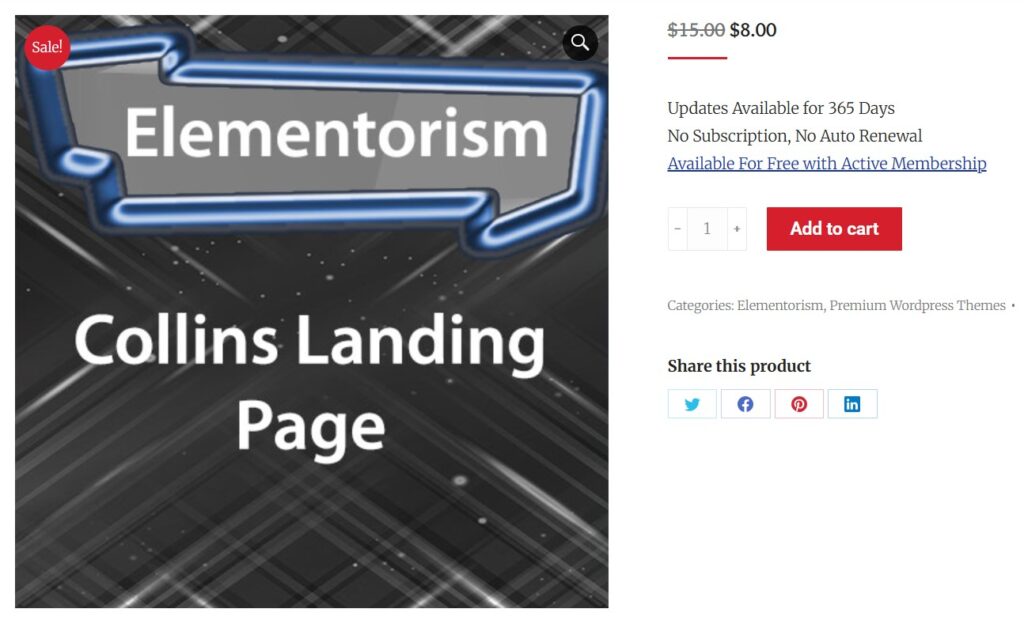 Elementorism Collins Landing Page