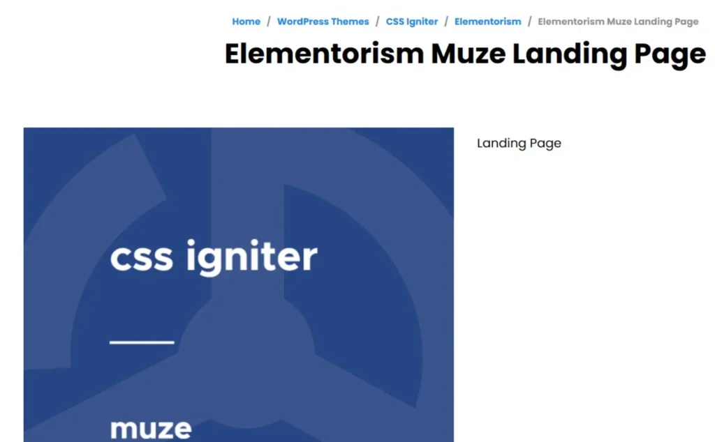 Elementorism Muze Landing Page