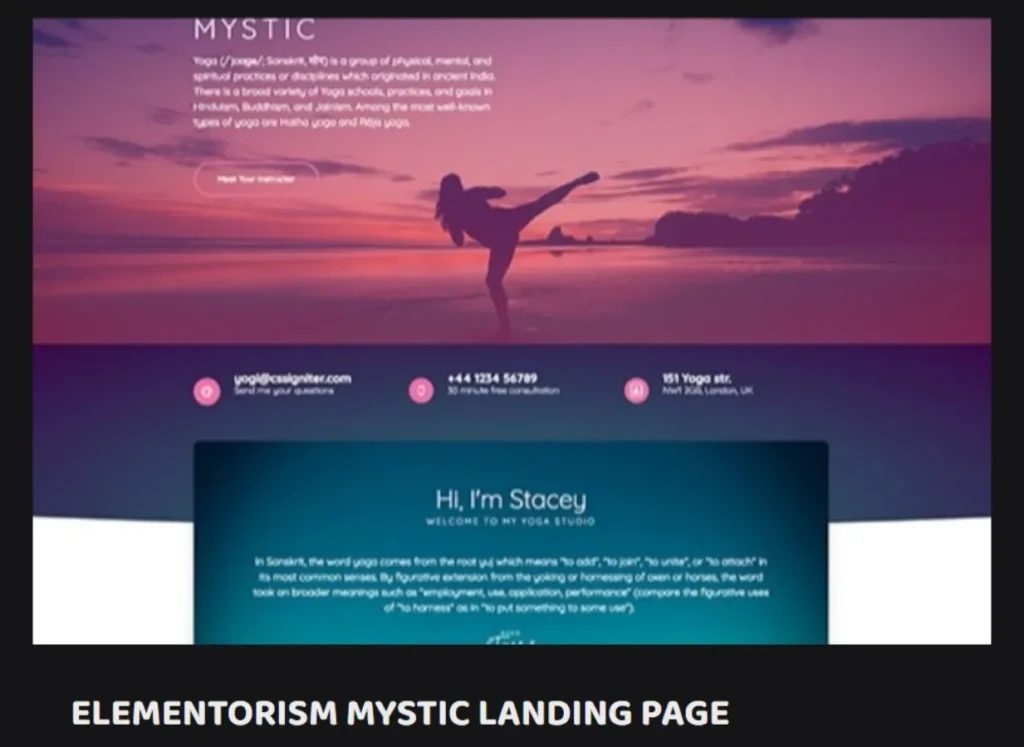 Elementorism Mystic Landing Page