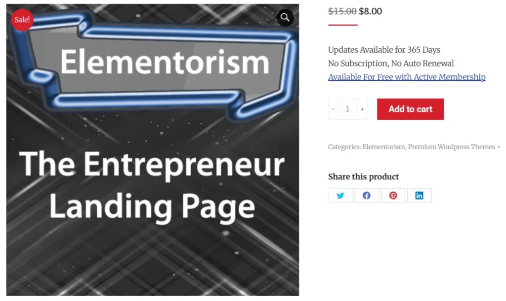 Elementorism The Entrepreneur Landing Page