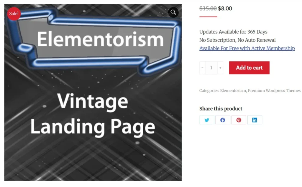 Elementorism Vintage Landing Page