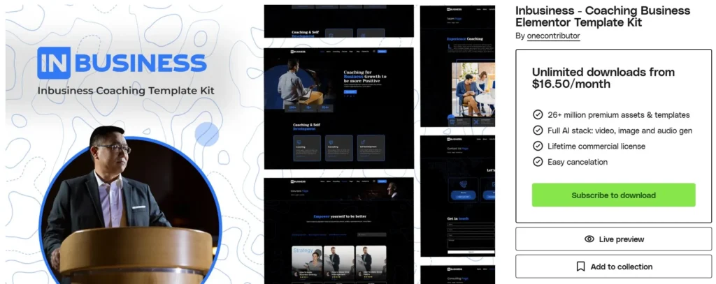 Inbusiness – Coaching Business Elementor Template Kit 1 Inbusiness – Coaching Business Elementor Template Kit