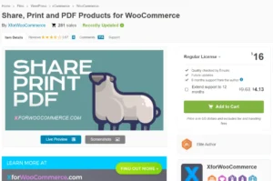 Share, Print and PDF Products for WooCommerce