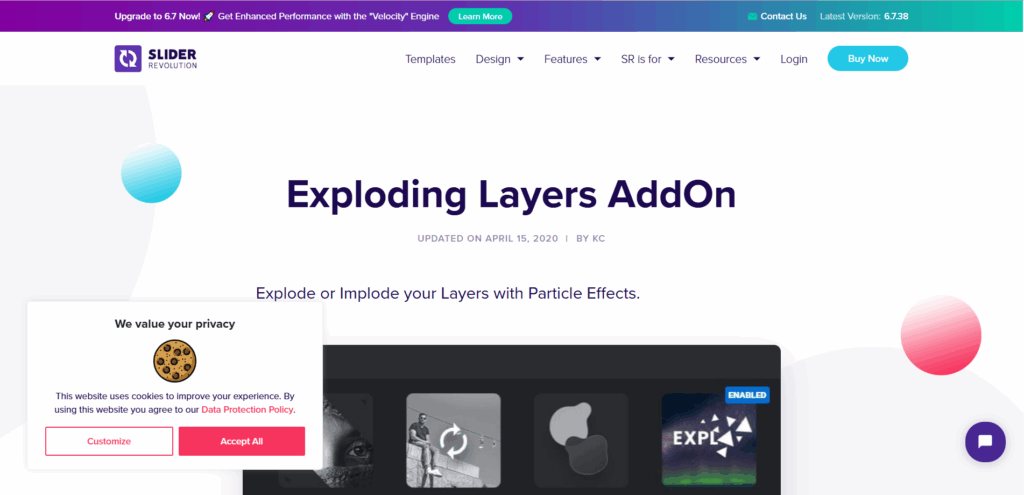 Slider Revolution Exploding Layers Add-On