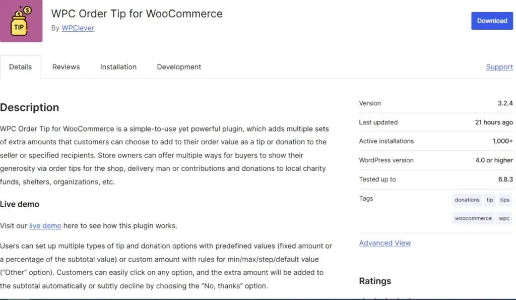 WPC Order Tip for WooCommerce (Premium)