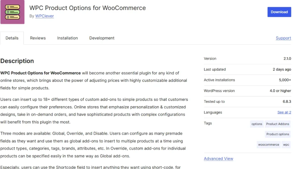 WPC Product Options for WooCommerce (Premium)