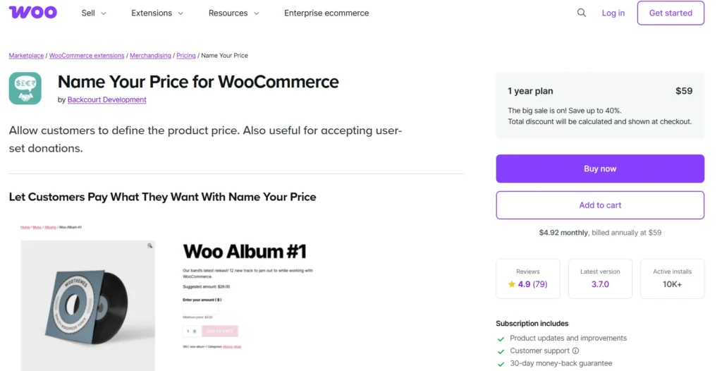 WooCommerce Name Your Price