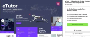 eTutor – Education & Online Course Elementor Template Kit