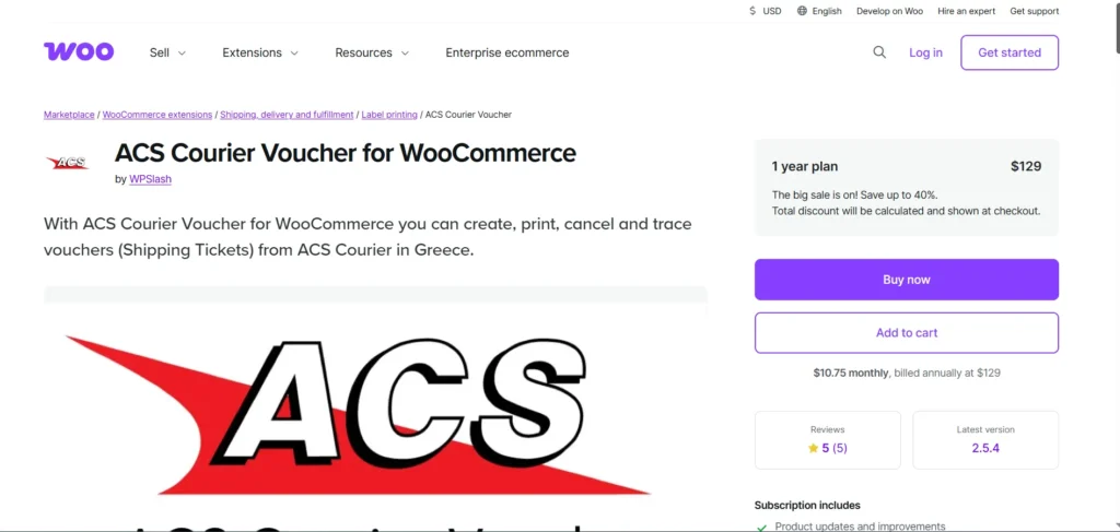 ACS Courier Voucher for WooCommerce
