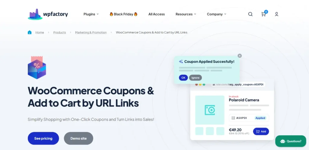 Coupons & Add to Cart by URL Links for WooCommerce Pro