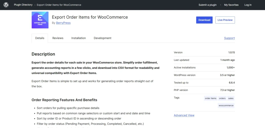Export Order Items Pro for WooCommerce