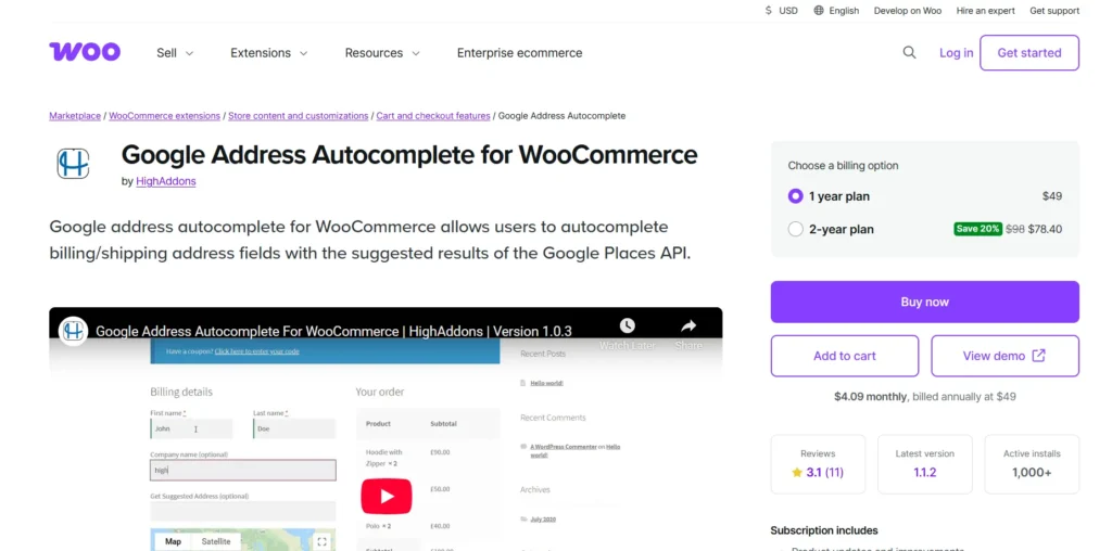 Google Address Autocomplete for WooCommerce