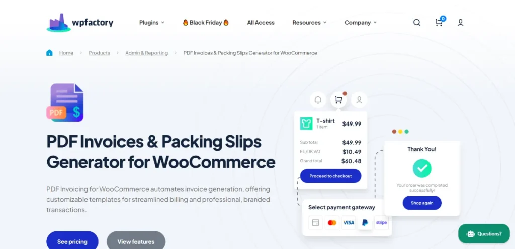 PDF Invoicing for WooCommerce Pro