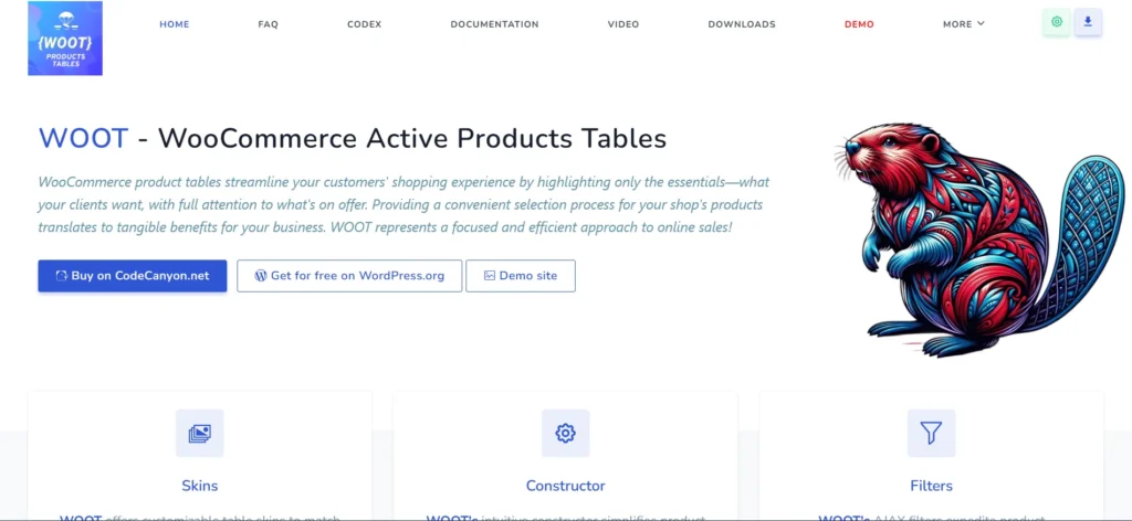 WOOT – WooCommerce Active Products Tables