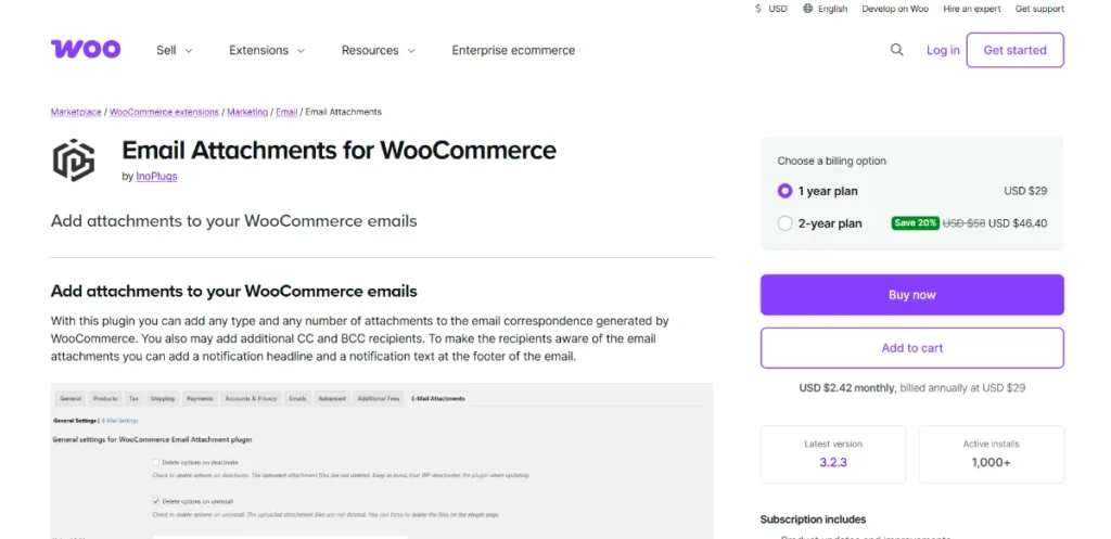 WooCommerce E-Mail Attachments (by Inoplugs)