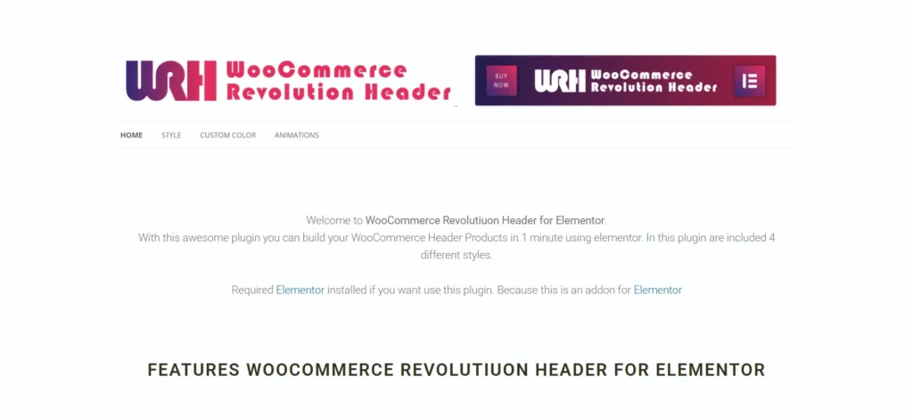 WooCommerce Revolution Header for Elementor