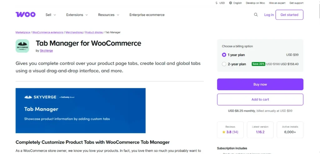WooCommerce Tab Manager