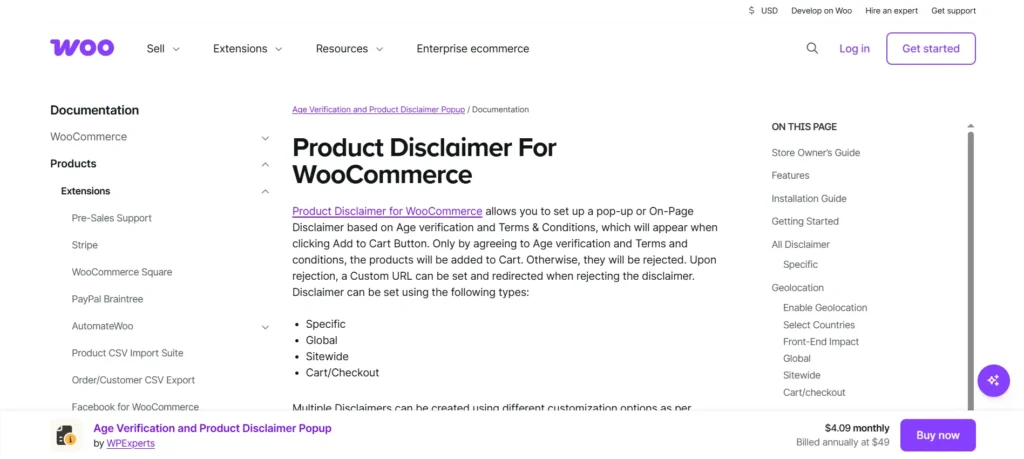 Woocommerce Product Disclaimer