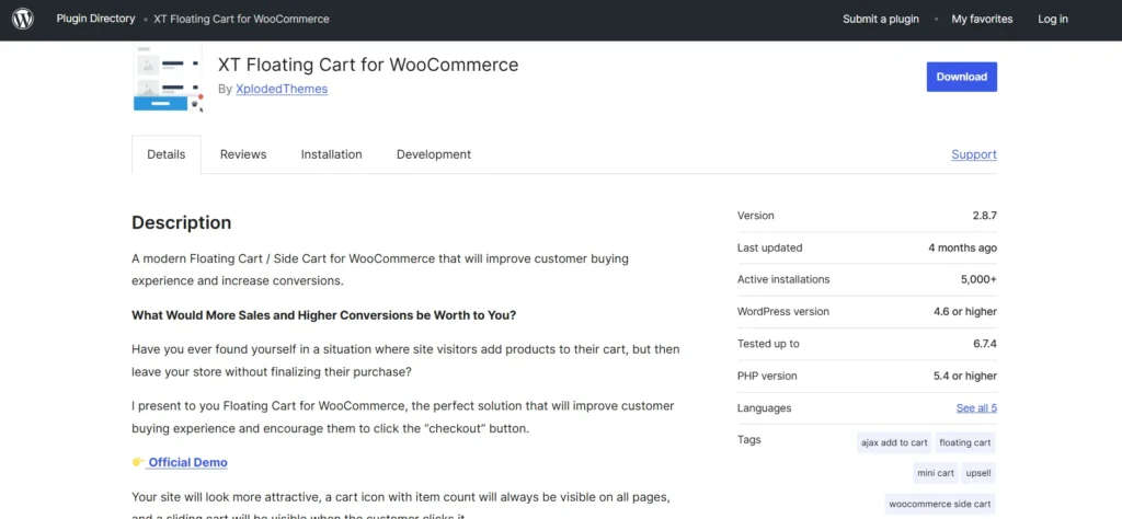 XT Floating Cart for WooCommerce
