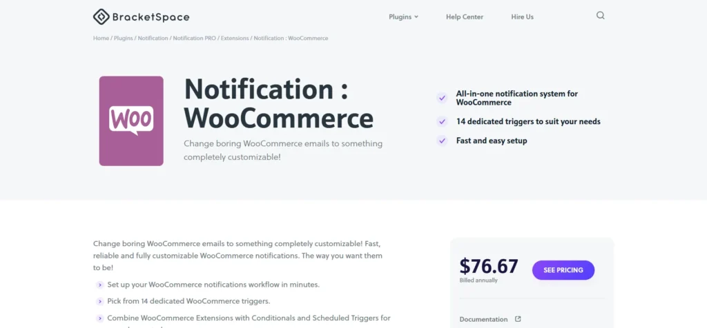 Notification : WooCommerce