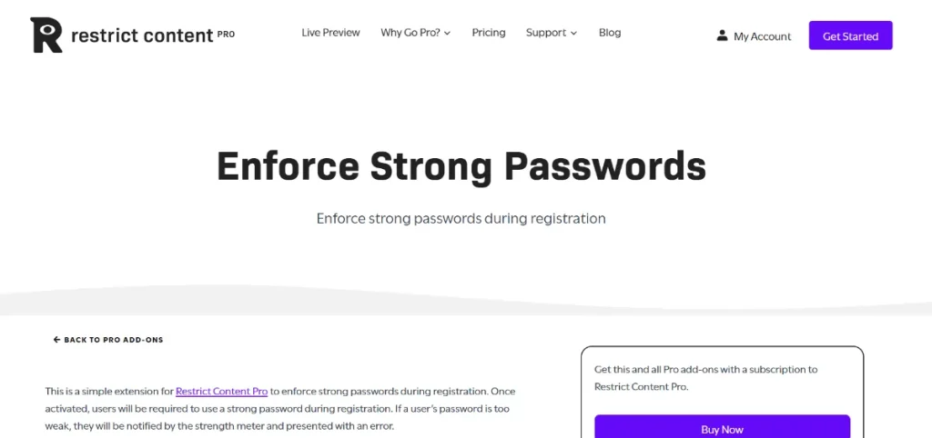 Restrict Content Pro – Enforce Strong Passwords