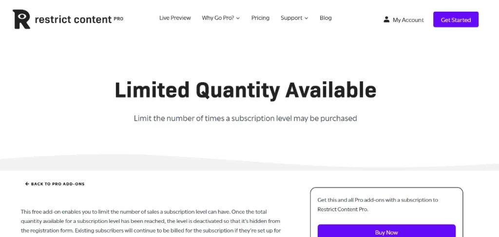 Restrict Content Pro – Limited Quantity Available