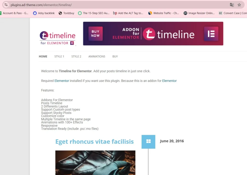 Timeline for Elementor