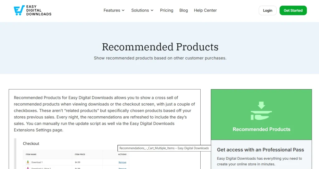 Easy Digital Downloads – Recommended Products
