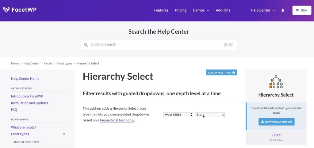 FacetWP – Hierarchy Select