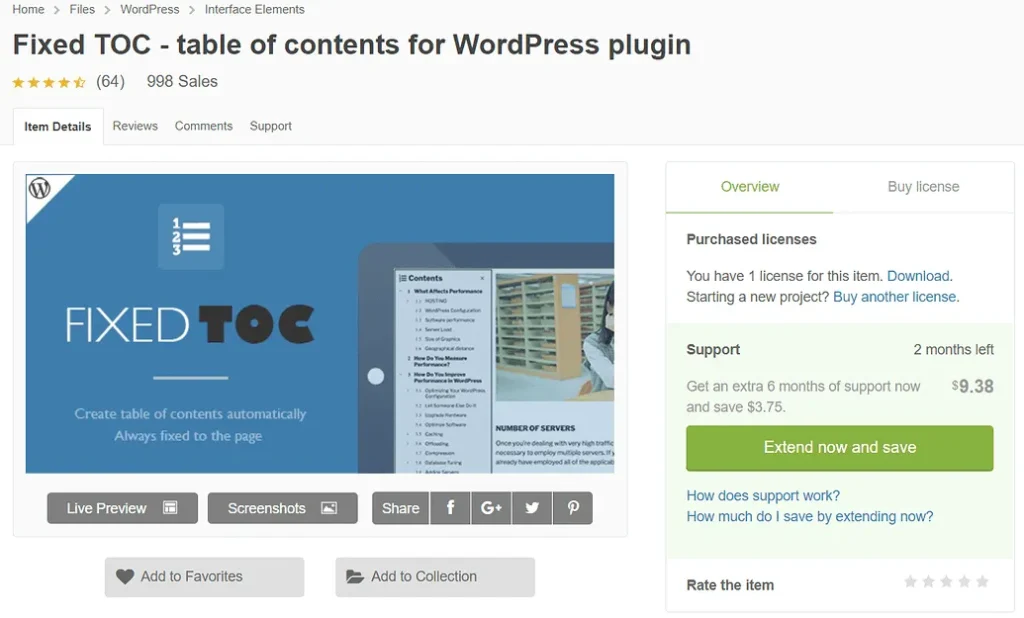 Fixed TOC – table of contents for WordPress plugin