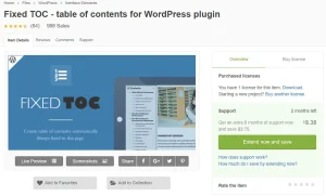 Fixed TOC – table of contents for WordPress plugin