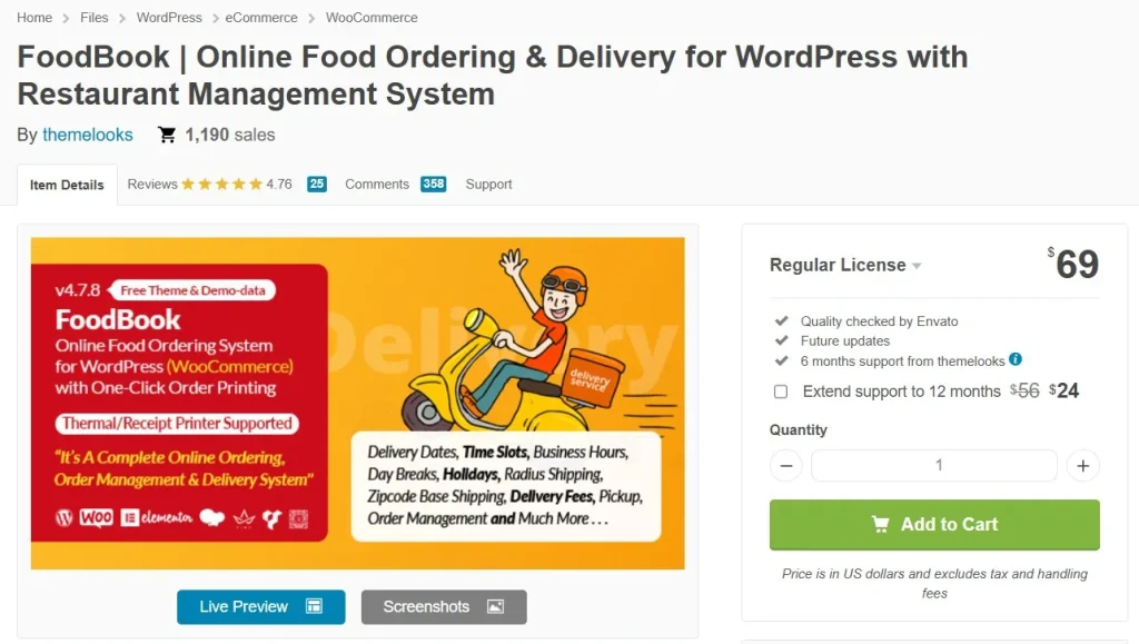 FoodBook | Online Food Ordering System for WordPress