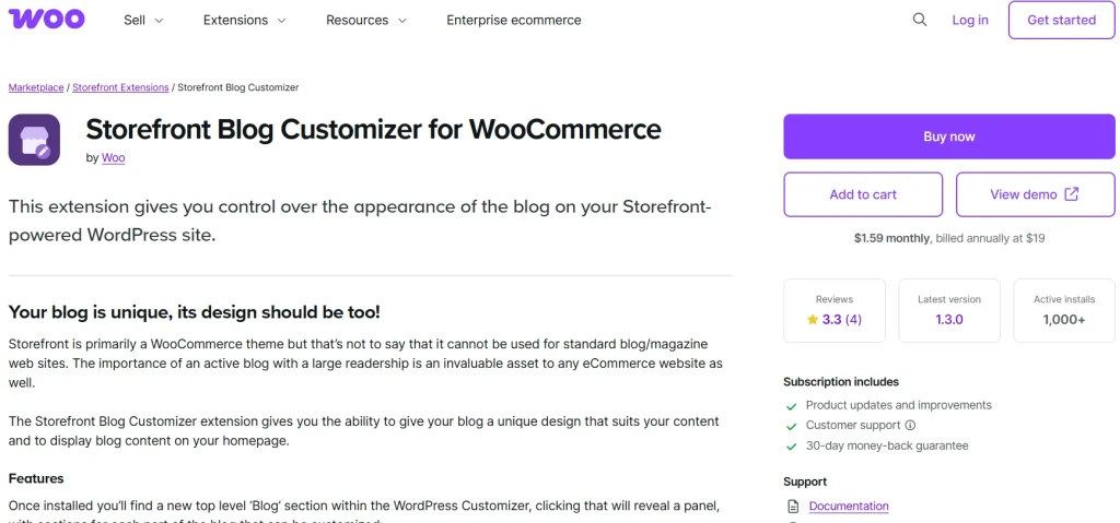 Storefront Blog Customiser