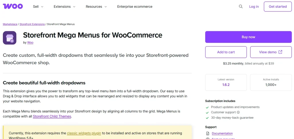 Storefront Mega Menus