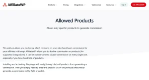 AffiliateWP – Allowed Products