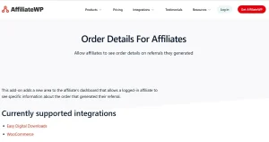 AffiliateWP – Order Details For Affiliates