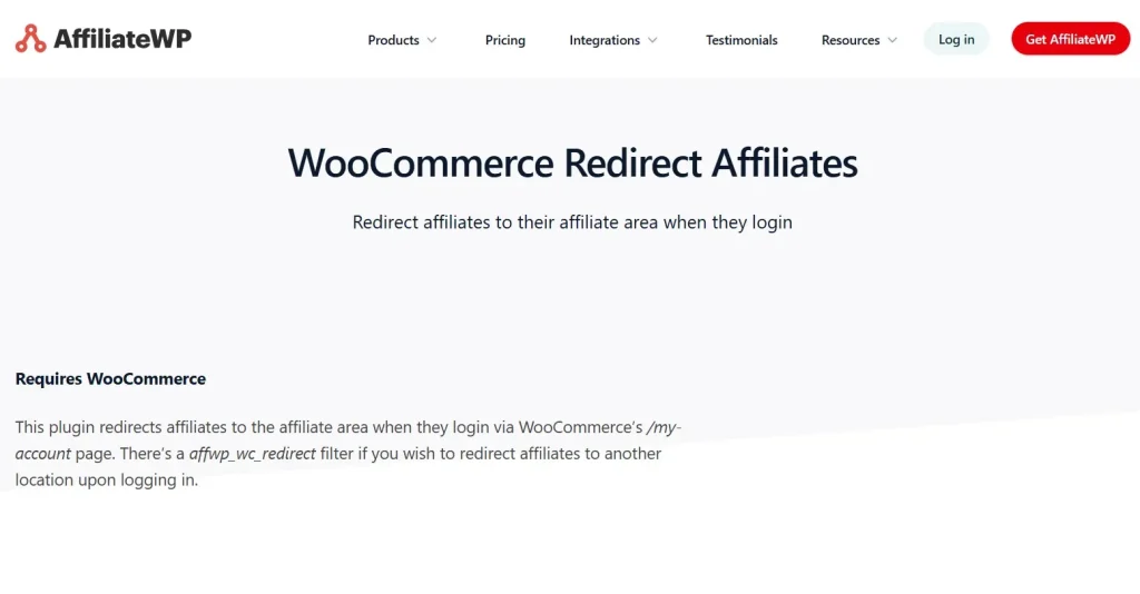 AffiliateWP – WooCommerce Redirect Affiliates