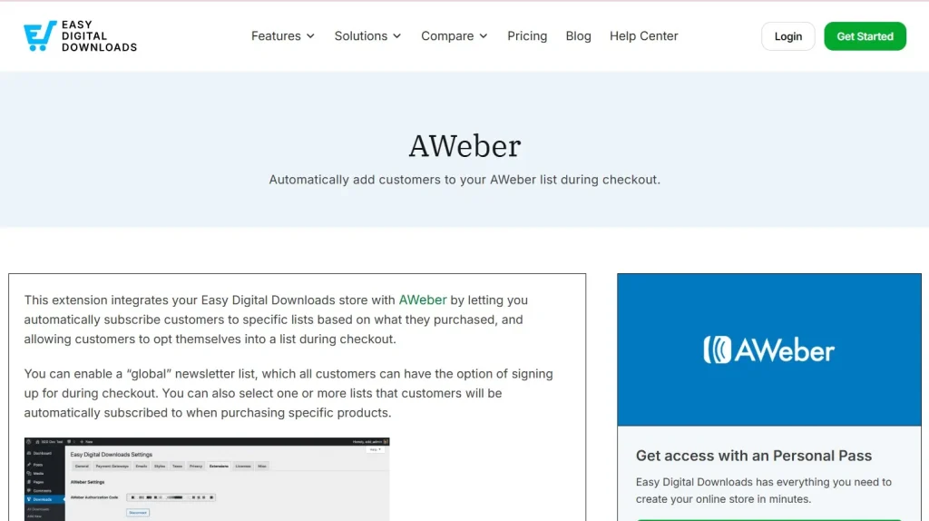 Easy Digital Downloads – AWeber