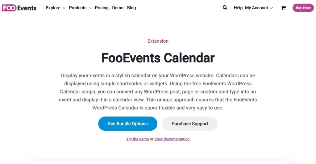 Events Calendar for FooEvents