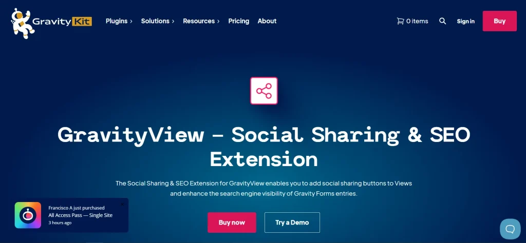 GravityView – Social Sharing & SEO