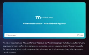 MemberPress Toolbox – Manual Member Approval
