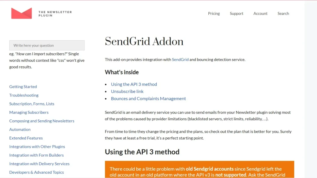 Newsletter &ndash; Sendgrid