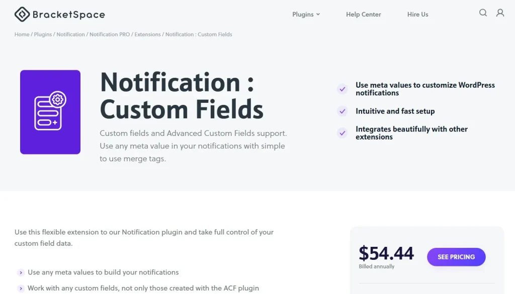 Notification : Custom Fields