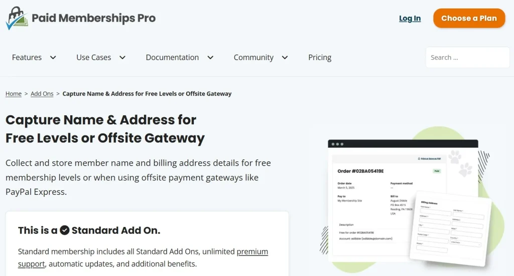 Paid Memberships Pro – Address For Free Levels Add On