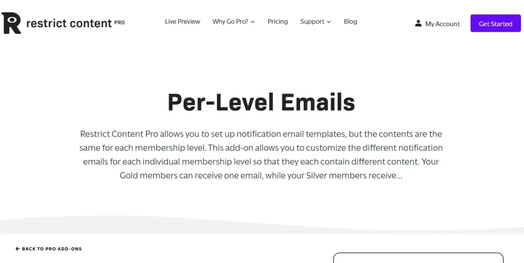 Restrict Content Pro – Per-Level Emails