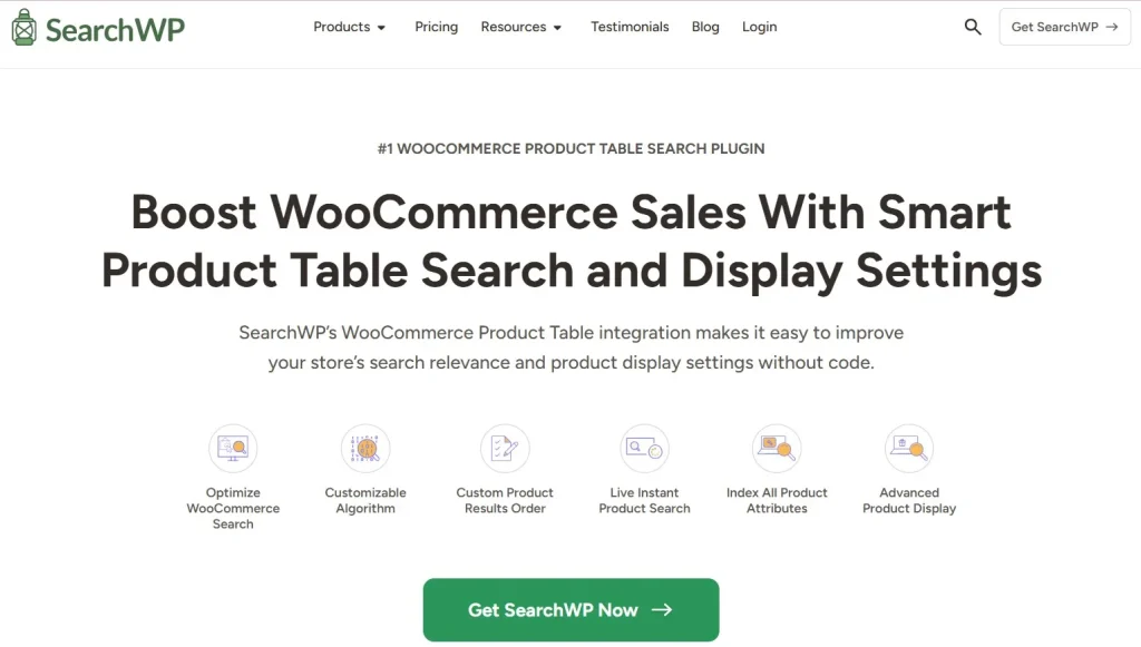 SearchWP WooCommerce Product Table Integration
