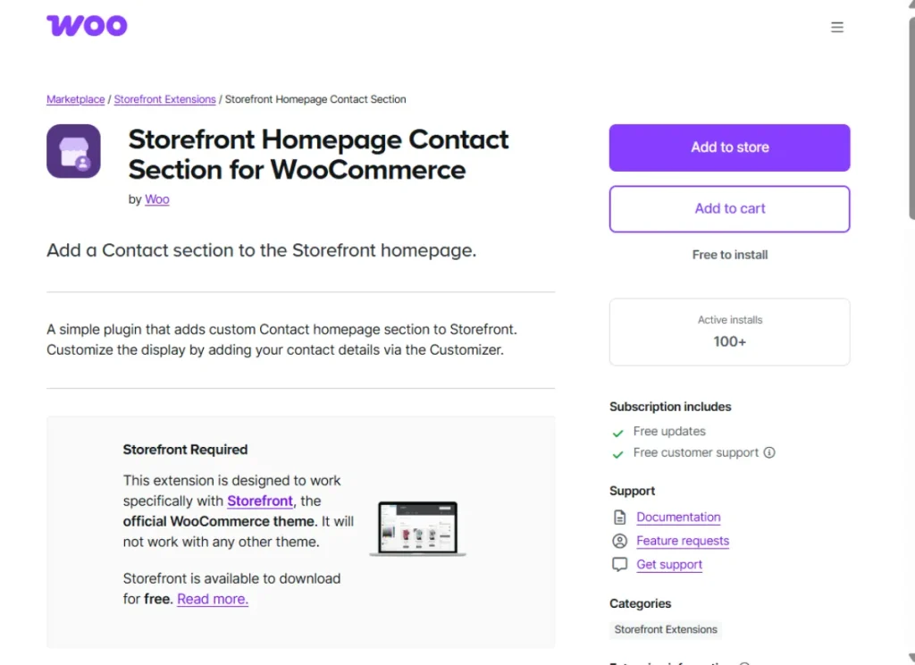 Storefront Homepage Contact Section