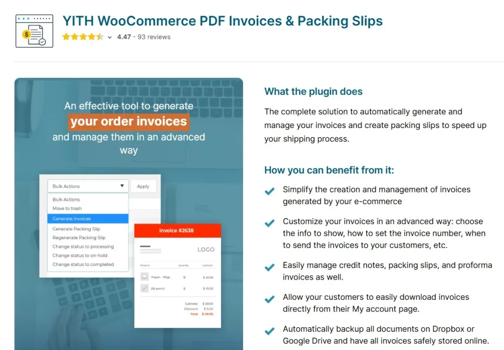 YITH WooCommerce PDF Invoice and Shipping List Premium